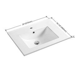 Dowell 24" Bathroom Topmount Ceramic Basin with Overflow - One 16-1/2" Sink, 4-3/8" Deep - 000 2418B Series