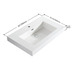 Dowell 30" Bathroom Topmount Resin Basin with Overflow - One 19-1/4" Sink, 4-3/8" Deep - 000 3018BP Series