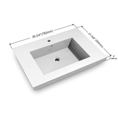 Dowell 30-3/4" Bathroom Topmount Resin Basin with Overflow - One 19-5/8" Sink, 4-3/4" Deep - 000 3122BP Series