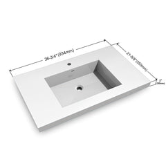 Dowell 36-3/4" Bathroom Topmount Resin Basin with Overflow - One 19-5/8" Sink, 4-3/4" Deep - 000 3722BP Series