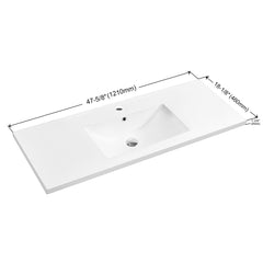 Dowell 47-5/8" Bathroom Topmount Ceramic Basin with Overflow - One 20-1/2" Sink, 5-1/8" Deep - 000 4818BT Series