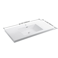 Dowell 48-7/8" Bathroom Topmount Resin Basin with Overflow - One 19-5/8" Sink, 4-3/4" Deep - 000 4922BPS Series