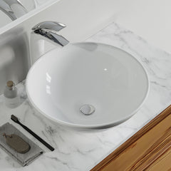 Dowell 16" Bathroom Round Ceramic Vessel Sink - 6-1/4" Deep - 000 1616 Series