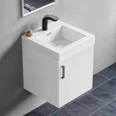 Dowell 18-1/4" Bathroom Topmount Resin Basin with Overflow - One 13-1/2" Sink, 4-3/8" Deep - 000 1818BP Series
