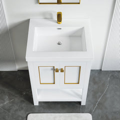 Dowell 24-7/8" Bathroom Topmount Resin Basin with Overflow - One 19-5/8" Sink, 4-3/4" Deep - 000 2522BP Series