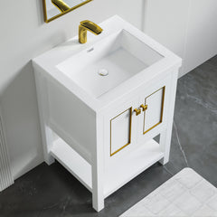 Dowell 24-7/8" Bathroom Topmount Resin Basin with Overflow - One 19-5/8" Sink, 4-3/4" Deep - 000 2522BP Series