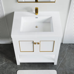 Dowell 30-3/4" Bathroom Topmount Resin Basin with Overflow - One 19-5/8" Sink, 4-3/4" Deep - 000 3122BP Series