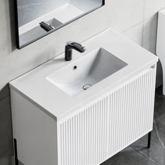 Dowell 35-5/8" Bathroom Topmount Ceramic Basin with Overflow - One 20-1/2" Sink, 5-1/8" Deep - 000 3618BT Series