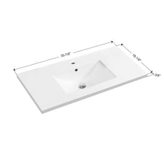 Dowell 35-5/8" Bathroom Topmount Ceramic Basin with Overflow - One 20-1/2" Sink, 5-1/8" Deep - 000 3618BT Series