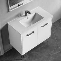 Dowell 36" Ceramic Topmount Bathroom Basin with Overflow - 000 3618B Series - White