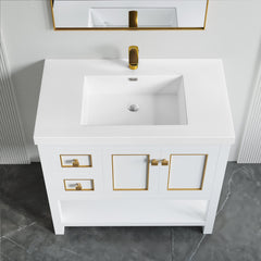 Dowell 36-3/4" Bathroom Topmount Resin Basin with Overflow - One 19-5/8" Sink, 4-3/4" Deep - 000 3722BP Series