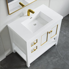 Dowell 36-3/4" Bathroom Topmount Resin Basin with Overflow - One 19-5/8" Sink, 4-3/4" Deep - 000 3722BP Series