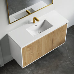 Dowell 47-5/8" Bathroom Topmount Ceramic Basin with Overflow - One 20-1/2" Sink, 5-1/8" Deep - 000 4818BT Series