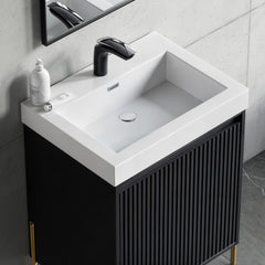 Dowell 24" Bathroom Topmount Resin Basin with Overflow - One 19-1/4" Sink, 4-3/8" Deep - 000 2418BP Series