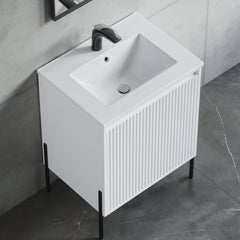 Dowell 24" Bathroom Topmount Ceramic Basin with Overflow - One 16-1/2" Sink, 4-3/8" Deep - 000 2418B Series