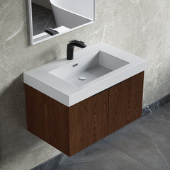 Dowell 30" Bathroom Topmount Resin Basin with Overflow - One 19-1/4" Sink, 4-3/8" Deep - 000 3018BP Series