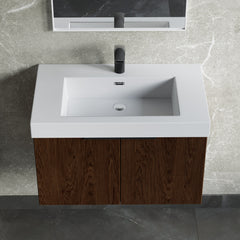 Dowell 30" Bathroom Topmount Resin Basin with Overflow - One 19-1/4" Sink, 4-3/8" Deep - 000 3018BP Series