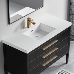 Dowell 48-7/8" Bathroom Topmount Resin Basin with Overflow - One 19-5/8" Sink, 4-3/4" Deep - 000 4922BPS Series