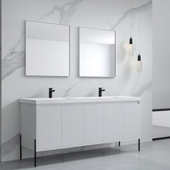 Dowell 72“ Fluted Bathroom Vanity Set – Assembled Cabinet Base with 5 Soft-Close Doors, Shelves & Resin Double Basin - 002 72 Sereis