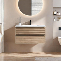 Dowell 36" Vanity with Sink, Modern Vanity Bathroom with 2 Extra Big Drawers, Wall Mounted Floating - 003 Series