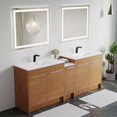 Dowell 12" Unassembled Freestanding Bathroom Side/Bridge Cabinet Kit with Sintered Stone Top - 012 Series - Oak Natural