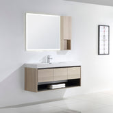 Dowell 48" Wall-Mounted Bathroom Vanity with Single Basin – One Soft-Close Drawer, One Open Shelf - 015 Series - Grey Ashtree