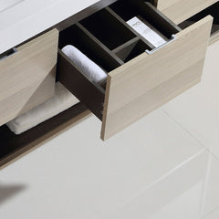 Dowell 48" Wall-Mounted Bathroom Vanity with Single Basin – One Soft-Close Drawer, One Open Shelf - 015 Series - Grey Ashtree