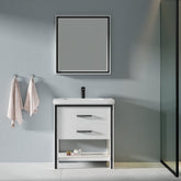 Dowell 30" Freestanding White Bathroom Vanity with Single Basin - One/Two Soft-Close Drawers and One/Two Open Shelves - 028 Series