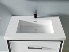 Dowell 30" Freestanding White Bathroom Vanity with Single Basin - One/Two Soft-Close Drawers and One/Two Open Shelves - 028 Series