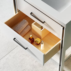 Dowell 30" Freestanding White Bathroom Vanity with Single Basin - One/Two Soft-Close Drawers and One/Two Open Shelves - 028 Series