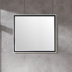 Dowell 36" Wall Mirror with Protective Black Trim Wooden Frame - Bathroom, Living Room, Hallway, Lobby - 028 36 Series