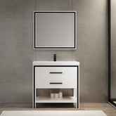 Dowell 36" Freestanding White Bathroom Vanity with Single Basin - One/Two Soft-Close Drawers and One/Two Open Shelves - 028 Series