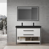 Dowell 48" Freestanding Black Bathroom Vanity with Double Basin - One/Two Soft-Close Drawers and One/Two Open Shelves - 028 Series