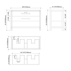 Dowell 48" Freestanding Black Bathroom Vanity with Double Basin - One/Two Soft-Close Drawers and One/Two Open Shelves - 028 Series