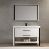 Dowell 48" Freestanding White Bathroom Vanity with Single Basin - One/Two Soft-Close Drawers and One/Two Open Shelves - 028 Series