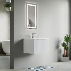 Dowell 24" Wall-Mounted/Floating Fluted Bathroom Vanity with Single Basin – Two Soft-Close Doors - 032 24 Series