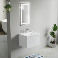 Dowell 24" Wall-Mounted/Floating Fluted Bathroom Vanity with Single Basin – Two Soft-Close Doors - 032 24 Series
