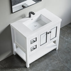 Dowell 36" Freestanding Bathroom Vanity with Single Basin - Two Soft-Close Doors, One Soft-Close Drawer, One Shelf - 036 36 Series