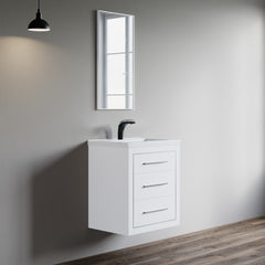 Dowell 24" Wall-Mounted/Floating Bathroom Vanity with Single Basin - Two Soft-Close Drawers - 041 24 Series