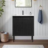 Dowell 24 Inch Bathroom Vanity with Sink Combo,Freestanding Bathroom Sink Cabinet with Ceramic Basin 2 Soft Closing Doors Wood Sink Vanity,Adjustable Shelves - 042 24 Series