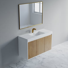 Dowell 48" Wall-Mounted or Freestanding Bathroom Vanity Set – White Assembled Vanity Base with 3 Soft-Close Doors & White Resin Single Basin Sink - 057 48 Series