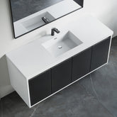 Dowell 60" Wall-Mounted or Freestanding Bathroom Vanity Set – White Assembled Vanity Base with 4 Soft-Close Doors & White Resin Single Basin Sink - 057 60 Series