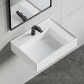 Dowell Wall Mounted Bathroom Sink Rectangular Bowl Stone Resin Sink Luxury ADA Compliant Sink Non-overflow & Single Faucet Hole Floating Sink Perfect for Every Bathroom - 070 2418 Series