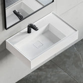 Dowell Wall Mounted Bathroom Sink Rectangular Bowl Stone Resin Sink Luxury ADA Compliant Sink Non-overflow & Single Faucet Hole Floating Sink Perfect for Every Bathroom - 070 3018 Series