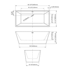 Dowell 67" Freestanding Acrylic Sloped/Trapezoidal Bathtub - 71 Gallon Capacity - 072 6731 Series