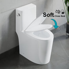 Dowell One-Piece Siphonic Flush Toilet - Soft-Close Seat, Standard Height, Skirted Design, White - 092 2816 Series