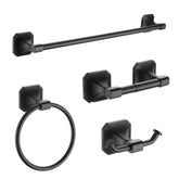 Dowell 4-Piece Bathroom Accessory Set- Rectangular Design - Bath Towel Bar, Hand Towel Ring, Toilet Paper Holder, Towel/Robe Hook - 1004 41 Series