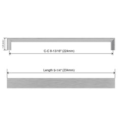 Dowell 9-1/4" Cabinet Pulls - Zinc Alloy, 8-13/16" Center-to-Center, 5 Pack - 3007 224 Series