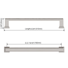 Dowell 8-3/8" Cabinet Pulls - Zinc Alloy, 7-9/16" Center-to-Center, 5 Pack - 3011 192 Series