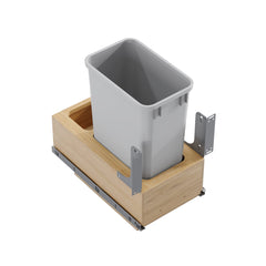 Dowell 15" Single Pull Out Wood Waste Container with Full Extension Soft-Close Slides, Bottom Mount